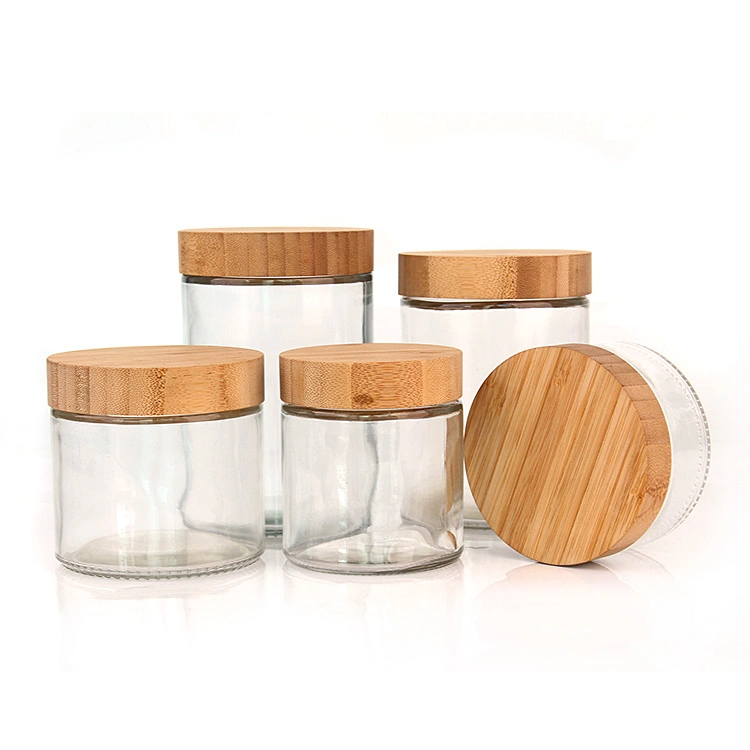 Eco Friendly 220ml 300ml 420ml 660ml 730ml Clear Storage Glass Jar with Bamboo Lid